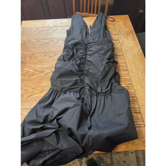 Veronica Beard Perrin Ruched High-Low Maxi Dress in Black Size 10 - Picture 5 of 5